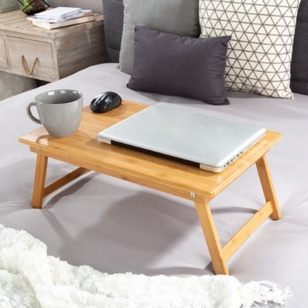HASTINGS HOME Lap Desk, Bamboo Travel Tray with Magnetic Base, Ergonomic Adjustable Top and Storage Drawer 130054YLW